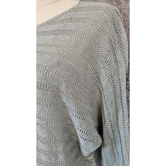 Tahari 100%‎ Linen Sweater Open Knit Sage Green Beachy Women's Medium - Picture 2 of 3